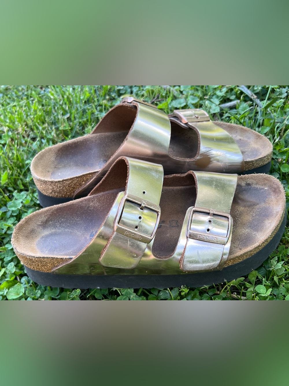 Birkenstock Papillio Arizona Platform Metallic Gold Sandals 40/ 9-9.5